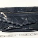 Sam Edelman  Black Snakeskin Patchwork 100% Leather Edgy Trendy Envelope Clutch Photo 1