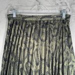 Missguided  Snakeskin‎ Print Pleated Midi Skirt A Line Career Party Olive Green Photo 3
