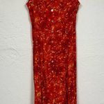 Scarlett Vintage  Orange Floral Button Front Midi Dress Women’s 14 1990s Summer Photo 0