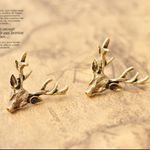 Boutique Gold Deer Stud Earrings Set Antlers Rustic Gift Photo 4