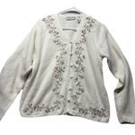 Carolyn Taylor Cottagecore Floral Embroidered Knit Cardigan Vintage Coquette M Photo 0
