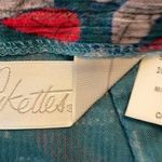 Vintage 80s Pykettes Skirt Corduroy 100% Cotton turquoise red gray floral 8 M Blue Size 12 Photo 2