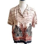 Teddi Petite Large Zebra Safari Print Button Down Shirt Vintage Novelty Brown Size undefined Photo 0