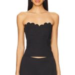 frankie's bikinis  Black Strapless Top with Floral Accents Photo 1