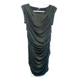 IRO  Ivli Black Silver Metallic Ruched Bodycon T-shirt Mini Dress Silk Photo 1