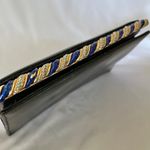 Kenneth Jay Lane Vintage  Crystal Enamel Accented Black Leather Clutch Handbag Photo 9