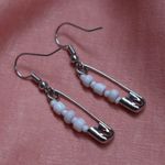 Handmade Safety Pin Earrings White Photo 0