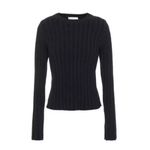 Vince Black Ribbed Rib Knit Long Sleeve Crewneck Sweater Pullover Size XS Photo 2