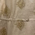 R & K Originals Vintage Short Cap Sleeve Midi Dress Tan & Gold Threaded Sz Small Photo 7