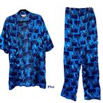 🎓 Miss Fifi Two Piece Silky Navy Set Robe & Bottoms Size L Photo 1