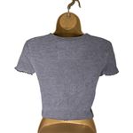 American Eagle Textured Crop Top Tee Lettuce Hem Gray S Photo 5