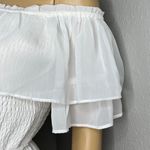 Hollister Off Shoulder Ruffled Flowy White Mini Dress Size Medium Photo 3