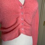 Next Era Pink Ruched Front Button Cardigan Cropped Sz Medium Photo 7