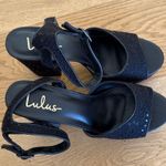 Lulus - Medinna Tweed Sequin Platform High Heel Sandals in Black Photo 4