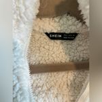 SheIn Burnt Orange and Cream Sherpa Half Zip Photo 2