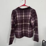 Dress Barn Purple White Plaid Full Zip Sweater Jacket Women's Size Medium Mohair Photo 4