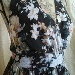 Veveret Pretty Floral Romper Shorts Black Photo 1
