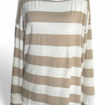 Bobeau  Beige and White Striped Long Sleeve Top New XL Photo 0