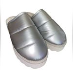 Maeve Anthropologie  Puffy Platform Slipper Shoes Silver size Medium Photo 0