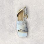 Ownmeen Womens Square Toe Heeled Sandal Slingback Stiletto Size 6.5 NEW White Photo 1