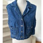 Vintage Denim Daisy Button Sleeveless Vest Blue Size 12 Photo 0