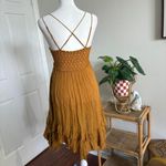 Free People Women's Small One Adela Lace Flowy Slip Dress Gold Boho Retro Photo 3
