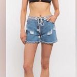 POL New Brushed Denim Tie Waist Shorts Photo 0