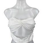 Princess Polly NEW  White Strapless Sleeveless Bandeau Cutout Crop Top Size 4 Photo 0