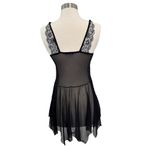 Black Sheer Babydoll Mesh Embroidered Lingerie Top Size M Nightie Lolita Goth Size M Photo 1