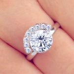 Boutique NEW 2Ct‎ Rhodium 925 Silver Half Moon Silver Simulated Diamond Ring, Size 8 Photo 4