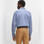 Hugo Boss Open Blue Slim Fit Oxford Cotton Shirt with Button Down Collar Size M Photo 3