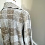Joseph A  Tan and Gray Plaid Sweater Jacket Small Photo 7