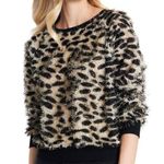 1. State Eyelash Cheetah Print Cropped Sweater Top Photo 0