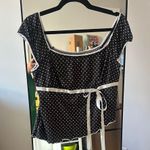 SheIn Retro Black & White Polka Dot Asymmetric Hem Bowknot Women Tank Top Photo 3