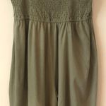 MINKPINK Olive Green Smocked Tie Strap Cropped Jumpsuit Photo 1