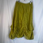 ML & Company Green Chartreuse Crinkle Gathered Midi Skirt Size Small Photo 8