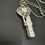 Brighton Reno Heart Badge Clip Necklace Pendant Swarovski 32”-34” Necklace 38g. Photo 7