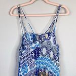 Raga  Blue Yellow Tank Mini Dress Beachy Boho Summer Size Medium Tribal Photo 2