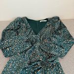 FLORET STUDIOS Long Sleeve Satin Faux Wrap Midi Dress in Green Pink size M Size M Photo 8