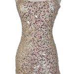 Dillard's Pink sequin glam mini dress spaghetti strap, sparkly cocktail party club wear Photo 8