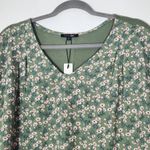 PaperMoon  Green Floral Print Blouse with Cap Sleeves NWT Size Small Photo 1