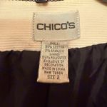 Chico's  Sequin Black White Flowers Sequin Button Front Jacket-Size 2 Photo 1