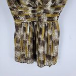 Burberry NEW Silk Pleated Tank Top Blouse V-neck Dark Mustard Size 10 Photo 2