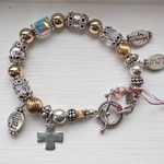 NWT Swarovski crystal Faith Love Hope bracelet Sterling & gold filled Silver Photo 0