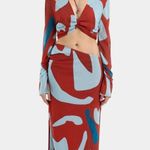 Sir. the Label Frankie Gathered Midi Skirt in Ruby Reflection Size SIR 2 US 6 Red Photo 1