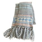 Lands' End Womens Soft Knit Tassel Scarf Geometric Pattern In Pastel Blue & Pink Photo 3