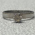 Vintage 14k HGE Gold Solitaire Diamond Ring Classic Engagement Style Size 7 Silver Photo 3