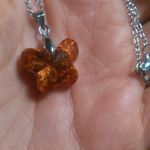 Orange Color Austrian Crystal Butterfly Brass Pendant Stainless Steel Necklace Photo 11