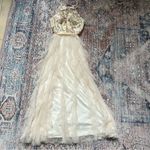 Teeze Me Nights by Champagne Floral Chiffon Tiered Ruffle Gown Size 7 Formal Photo 7