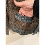 Betty Barclay Women’s Cardigan Ruffle Trim Brown Gray Knit Tweed Button Front Size M Photo 2